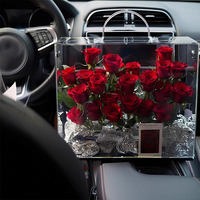 Cadeau de la Saint-Valentin 520, fleur éternelle, boîte à fleurs portable, boîte cadeau rose, boîte en acrylique