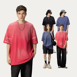 MT2614 Custom High Quality Solid Color Turn Pale 280 Grams 100% Cotton Oversized Washed TShirt Men's T-Shirts