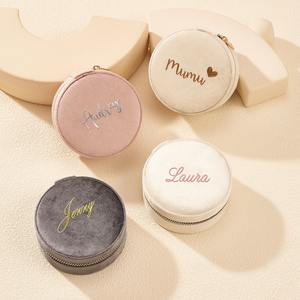 UIONEN Craft DIY 0310 Caja de Joyería Circular Clásica de Terciopelo, Almacenamiento Personalizado con Cierre, Embalaje de una Pieza - Product Image 3