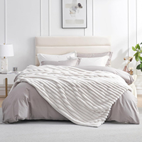 Luxuriöse 100% Polyester Doppelseitige Plissierte Nerz-Plüsch Stretch-Fleece Kunstfell-Decke Winter-Bettwäsche Gestrickt