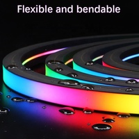 Bande LED RGBIC noire à commande directe d'usine, couleurs de rêve adressables, étanche IP67, montage encastré pour usage intérieur et extérieur