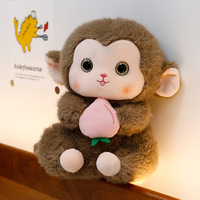 Bantal mainan mewah monyet peluk persik bantal katun PP penghilang stres logo kustom boneka monyet pasangan mainan binatang