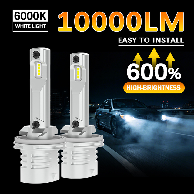 GLS 880 Led Headlight Bulb Mini Size Compact Design Plug and Play Direct Fit Fanless Passive Cooling Aluminum Heat Sink 10000LM