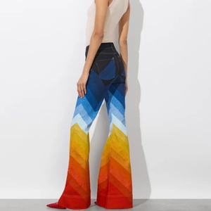 กางเกงขายาวทรงบานเอวสูงสำหรับผู้หญิง ลายพิมพ์ดิจิทัล 3 มิติ สไตล์ลำลอง แฟชั่น ทันสมัย ใส่ได้หลายโอกาส ขายดี - Product Image 3