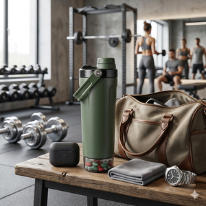 Maßgefertigte 20 oz Doppelwandige Vakuumisolierte Edelstahl-Protein-<span class=keywords><strong>Shaker</strong></span>-Flasche Fitness-Mixer-Becher mit Trageschlaufe - Product Image 2
