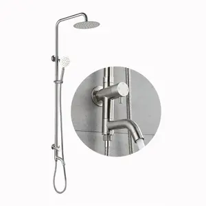 OEM Economical Simply Single Cold Wall Mount Shower Set Stainless Steel Brushed Rainfall Water Bubble Column Sprinkler Bath Wash