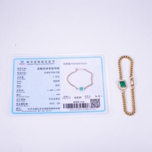 เครื่องประดับเมสซี่ MSB-511 ทองคำ 10K 14K 18K สีเหลืองทอง เครื่องประดับสั่งทำพิเศษ มอยส์ซาไนต์ มรกตสังเคราะห์ สร้อยข้อมือ - Product Image 6