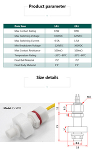 เซ็นเซอร์วัดระดับของเหลวพลาสติกพร้อมลูกลอยสำหรับถังกรองน้ำ RO - Product Image 4