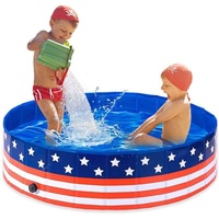 Piscine pliable pour chien, motif étoile et rayures patriotiques, baignoire pour animaux de compagnie en PVC, baignoire extérieure pour grands chiens