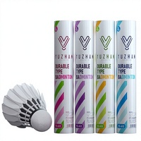 Volants de badminton en plumes d'oie véritables, résistants au vent, super résistants, pour compétition de tennis, entraînement en extérieur, vente en gros, lot de 12