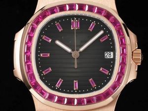 Reloj de Lujo al por Mayor, 40 mm, Acero Inoxidable, Mecánico Automático, Dorado, 5711, Movimiento ETA 324, Alta Calidad, con Gemas Rojas - Product Image 3