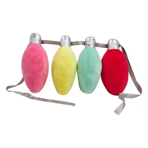 Christmas Bulb Plush Banner Lights Shape Stuffed Wall Hanger For Holiday Home Decoration