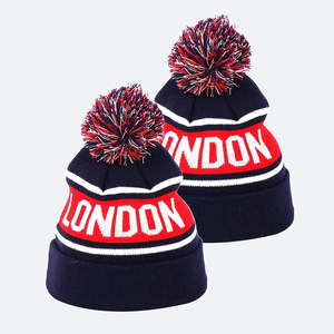 Men'<strong>beanie</strong> <strong>Custom</strong> Logo Jacquard Big Letters <strong>Knitted</strong> Cuff Wholesale <strong>Custom</strong> Striped <strong>Pom</strong> <strong>Pom</strong> <strong>Beanies</strong> With <strong>Custom</strong> logo - Product Image 2