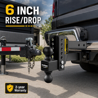 Attelage de remorquage automobile robuste en acier haute résistance avec double support à boule réglable de 6 pouces, finition noire par poudrage