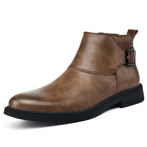 Stivali Chelsea da uomo in vera pelle di lusso di marca maschile Basic stivali di alta qualità inverno peluche <span class=keywords><strong>scarpe</strong></span> da neve comode <span class=keywords><strong>scarpe</strong></span> da passeggio - Product Image 4