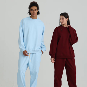 Conjunto de 2 piezas personalizado 100% algodón francés Terry sudadera y pantalones de chándal conjunto de pantalones de chándal con puños pantalones de pierna recta chándal - Product Image 1