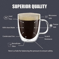 Offre Spéciale – Tasse Moderne en Verre Borosilicate Transparent à Double Paroi, Grande Taille, Écologique, Disponible en Stock, Idéale pour les Fêtes, Compatible Lave-Vaisselle et Micro-ondes, Unisexe