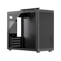 0.8mm SPCC TG Glass Mini-ITX Motherboard Mid Tower Portable PC Case with Tempered Glass Side Panel and 12cm Front Cooling Fan