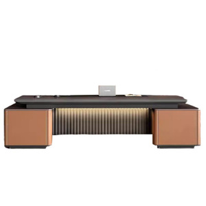 Fábrica de muebles comerciales Personalizada de gama alta Diseño moderno en forma de L Director Manger Ceo Boss Escritorio Oficina ejecutiva Juego de mesa de escritorio - Product Image 6