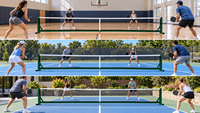 Filet d'entraînement de tennis modulaire et poteaux 6,65 m, filet en PE, structure en acier et aluminium, tensionnement manuel par manivelle pour entraînement intérieur et extérieur