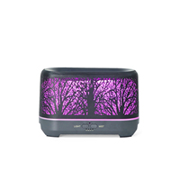 Diffuseur d'arômes Forest Hollow out, humidificateur ultrasonique à lumière de flamme, diffuseur d'huiles essentielles à brume froide pour chambre, maison, bureau