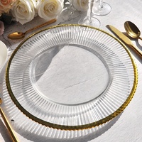 Assiette de présentation en verre à bord noir, décorative, à bords festonnés, pour mariage, banquet, événement, décoration de table