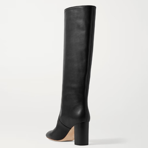 Botas Altas hasta la Rodilla para Mujer de Horma Ancha en Talla Grande 46, Zapatos de Cuero Genuino con Tacón Grueso, Puntera Redonda y sin Cierres - Product Image 5