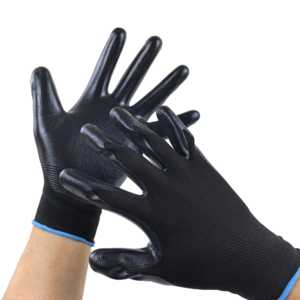Guantes de Trabajo de Poliéster Negro Duraderos con Recubrimiento de Nitrilo en la Palma, Antideslizantes, Flexibles y Transpirables para Seguridad Industrial - Product Image 4