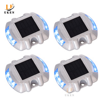 Marqueur routier en forme de fer à cheval étanche IP68, en aluminium, avec LED clignotante solaire, type œil de chat