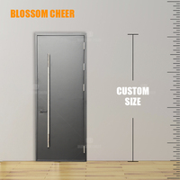 Cadre de porte de maison commerciale d'entrée de sécurité chinois moderne blindé en acier galvanisé avec verre d'impact creux en métal noir extérieur