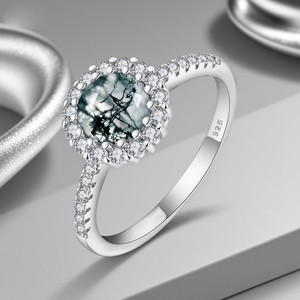 कस्टम प्राकृतिक रत्न क्लासिक गहने थोक मॉस एगेट हीरे की महिला उच्च अंत अंगूठी जोड़ी चांदी 925 गहने - Product Image 6