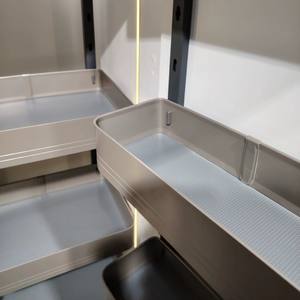 Meuble de rangement coulissant de <span class=keywords><strong>cuisine</strong></span> de haute qualité à 6 niveaux en alliage d'aluminium et verre chromé avec paniers et quincaillerie - Product Image 5