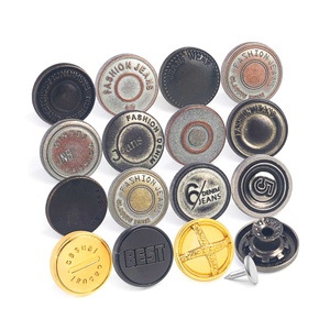 Fashion <b>Jeans</b> Metal <b>Buttons</b> Round Embossed Logo Nickel-Free Classic Style Denim <b>Button</b> - Product Image 1