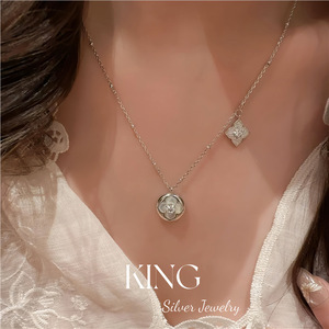 Collar de Plata de Ley S925 Chapado en Oro con Flor de Madreperla, Joyería para Uso Diario de Mujer, Engaste de Bisel, Perla AAA - Product Image 5