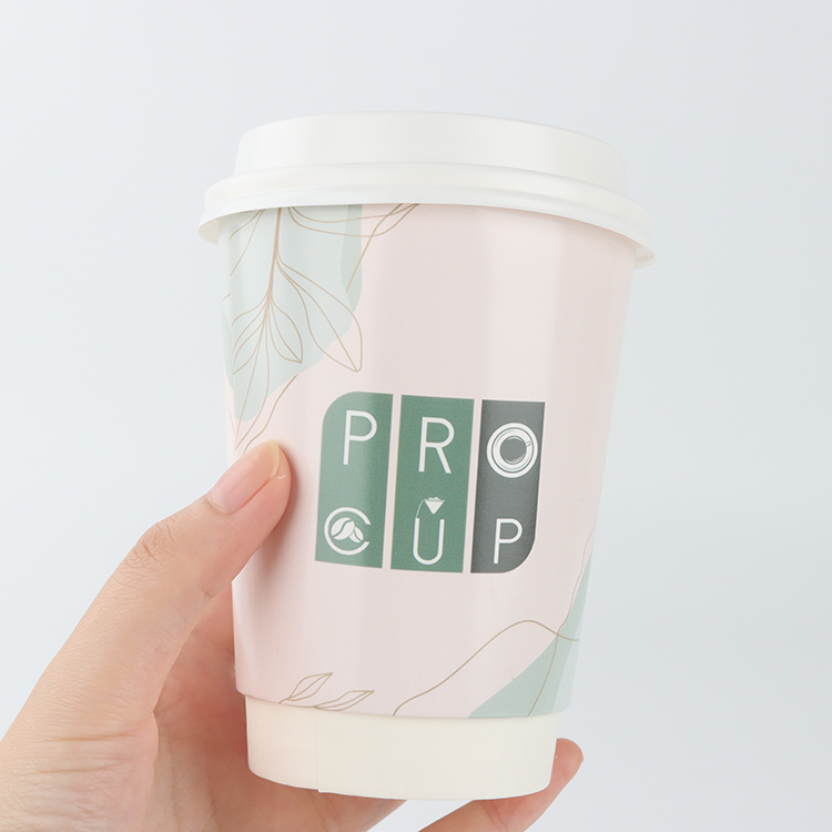 Hot Selling Disposable 100% Biodegradable Hot Double Wall Coffee Cup Kraft Paper Cups