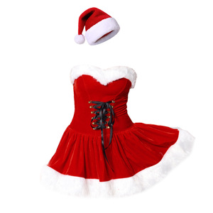 Vestido navideño de terciopelo rojo con escote en forma de A y cordones, traje de fiesta para mujer, tallas S-XXL - Product Image 4