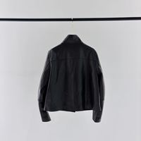 Veste en cuir pour femme en peau de chèvre grainée, design unique à col montant, coupe décontractée, pour le quotidien, la rue et les voyages