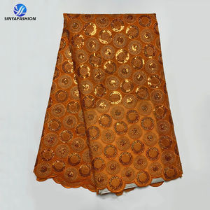 Tela de Encaje de Organza de Poliéster 100% Ecológica con Lentejuelas Africanas y Bordado Francés en Muchos Colores, 5 Yardas, para <span class=keywords><strong>Zapatos</strong></span> y Bolsos - Product Image 4