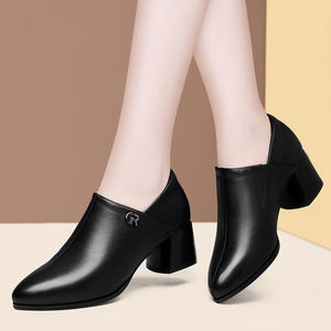 Stivali Singoli in Pelle alla Moda per <span class=keywords><strong>Donna</strong></span>, <span class=keywords><strong>Scarpe</strong></span> con <span class=keywords><strong>Tacco</strong></span> <span class=keywords><strong>Medio</strong></span> Leggere per Mamme, Autunno/Inverno con Chiusura a Bottone - Product Image 4