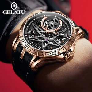 Montre Homme Squelette Automatique Mécanique Tourbillon Étanche Grand Cadran Saphir Lumineux Haute Qualité Marque GELATU pour le Dropshipping - Product Image 6
