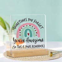 Panneau de table rectangulaire en acrylique 2D imprimé UV et gravé au laser – Ornement de design moderne inspirant pour les femmes et les travailleurs sociaux
