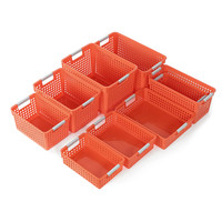 Panier de rangement fin en plastique empilable avec poignées pour vêtements de bébé et jouets d'enfants - Grande Vente