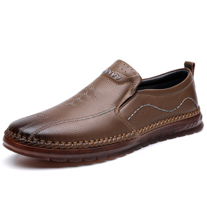 รองเท้าโลฟเฟอร์หนังผู้ชาย หนังวัวชั้นบนสุด สวมแบบสลิปออน พื้นยาง รองเท้าลำลอง สี่ฤดู สำหรับผู้ใหญ่ สีน้ำตาล - Product Image 5