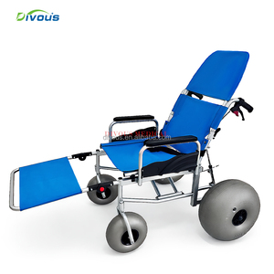 Fauteuil roulant de plage léger en acier Divous Health Care, grandes roues tout-terrain, fauteuil roulant manuel pour adultes, certifié CE, frein en U - Product Image 2