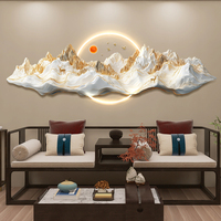 Peinture décorative luxueuse et magnifique originale Design créatif abstrait Paysage peinture LED art mural peut ajouter des diamants