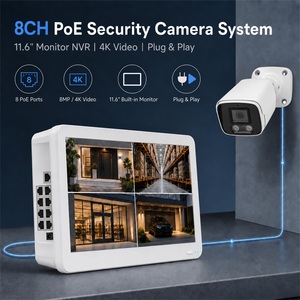 กล้องวงจรปิด KERUI 8MP PoE ระบบ NVR 8 ช่อง พร้อมจอภาพ 11.6 นิ้ว ความละเอียด 4K สายเน็ตเวิร์ค 18.3 เมตร สายเคเบิล 250 เมตร สำหรับคลังสินค้า/บ้าน ระบบรักษาความปลอดภัย XMEye - Product Image 2