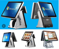 Layar ganda 15.6 inci Intel Core I3 I5 I7 ,windows 10 dicetak di 80mm sistem Pos semua dalam satu dengan Terminal Pos perangkat lunak