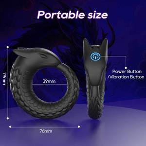 Dragon Scale Locking Semen Ring Full Coverage Silicone Rechargeable 10-Speed <b>Vibrating</b> 100% Waterproof Couples Shared - Product Image 4