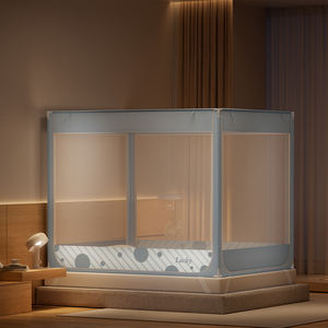 มุ้งกันยุงกันตกสำหรับเตียงตาข่ายทรงสี่เหลี่ยมแบบพกพาตาข่าย3ประตูถอดออกได้มุ้งกันยุง - Product Image 6