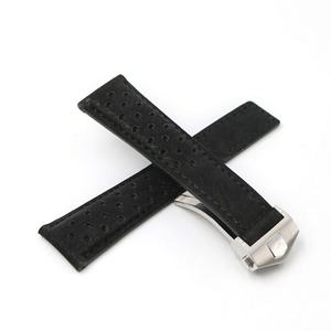 Correa de Reloj de Lujo de 20mm 22mm de Gamuza Negra de Piel Genuina Deportiva con Característica Transpirable y Cierre de Mariposa - Product Image 6